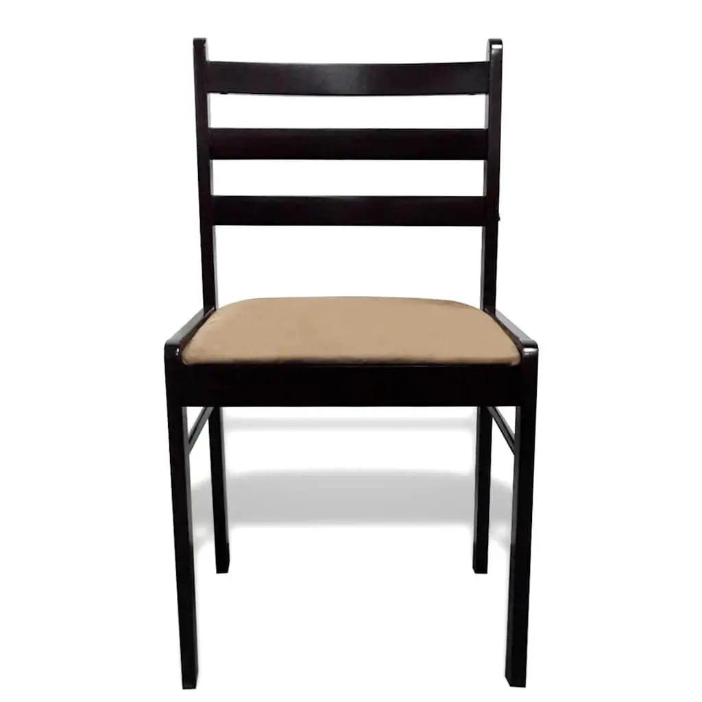 Dining Chairs Solid Rubberwood Padded Seat Brown 6 Piece