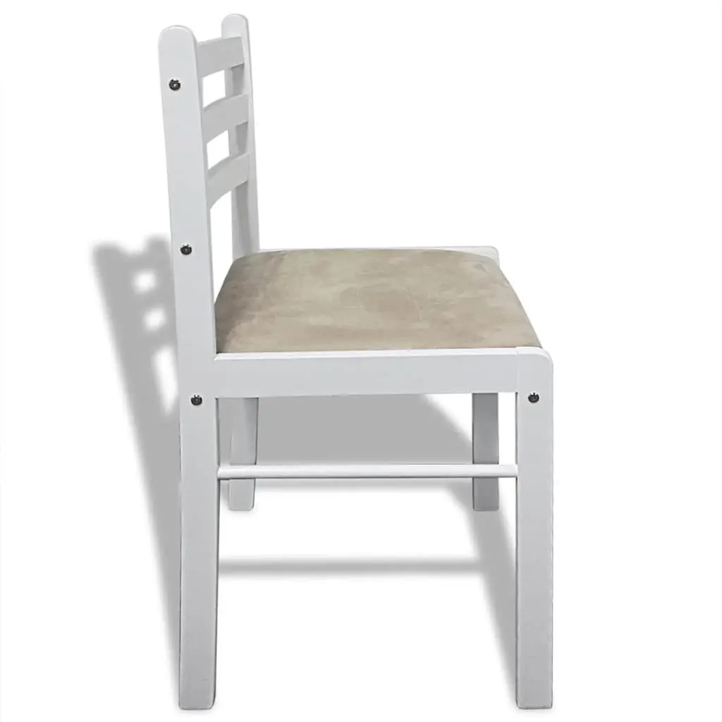 Dining Chairs Set Rubberwood Padded Seat Square Backrest White 6 Piece
