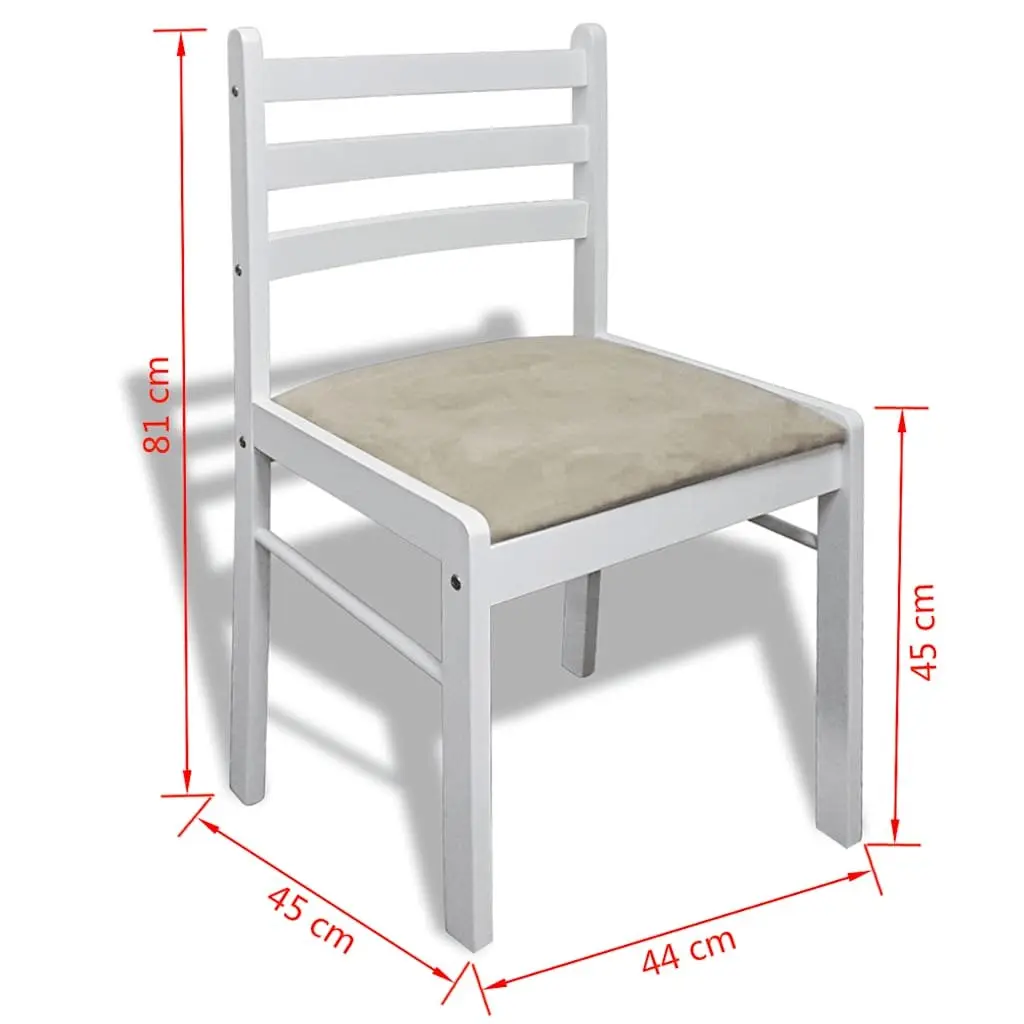 Dining Chairs Set Rubberwood Padded Seat Square Backrest White 6 Piece
