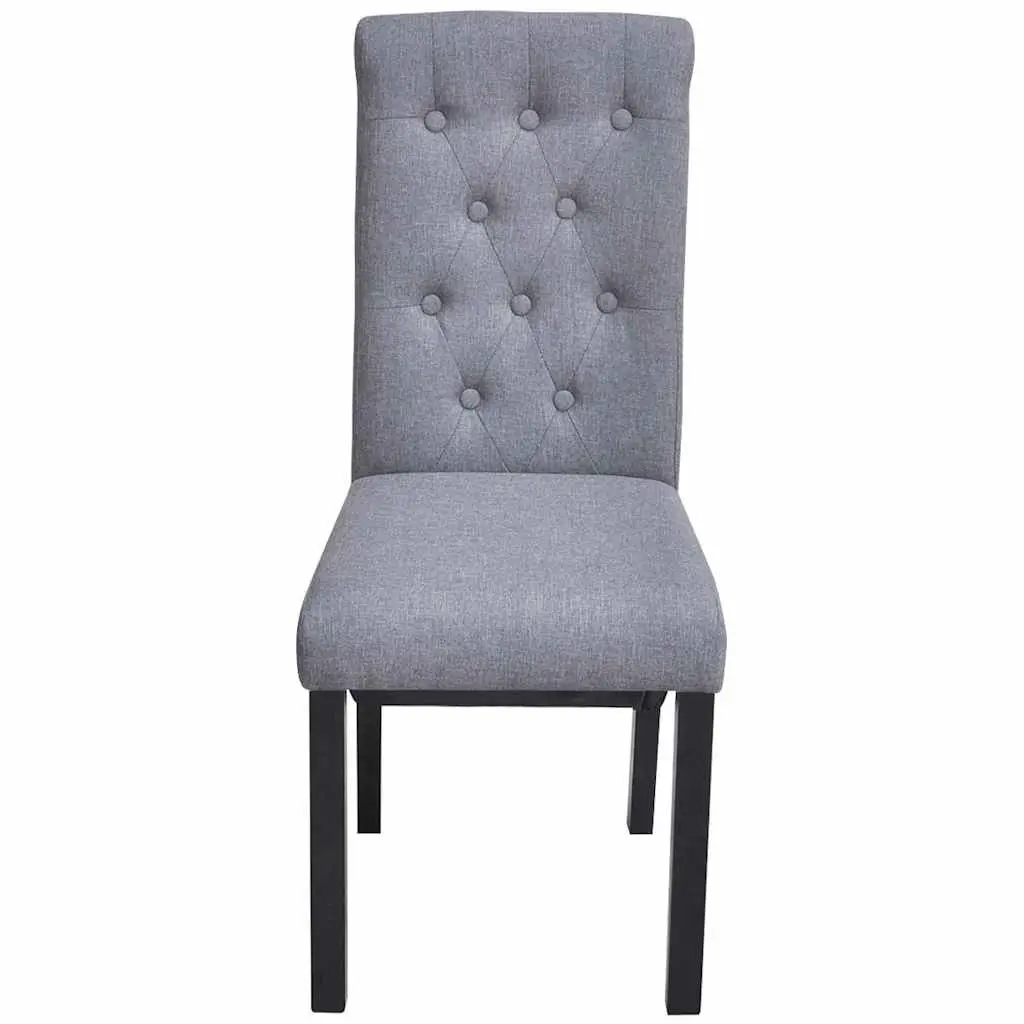 Dining Chairs Set of 4 Light Grey Upholstered Kitchen Seating with Wooden Legs