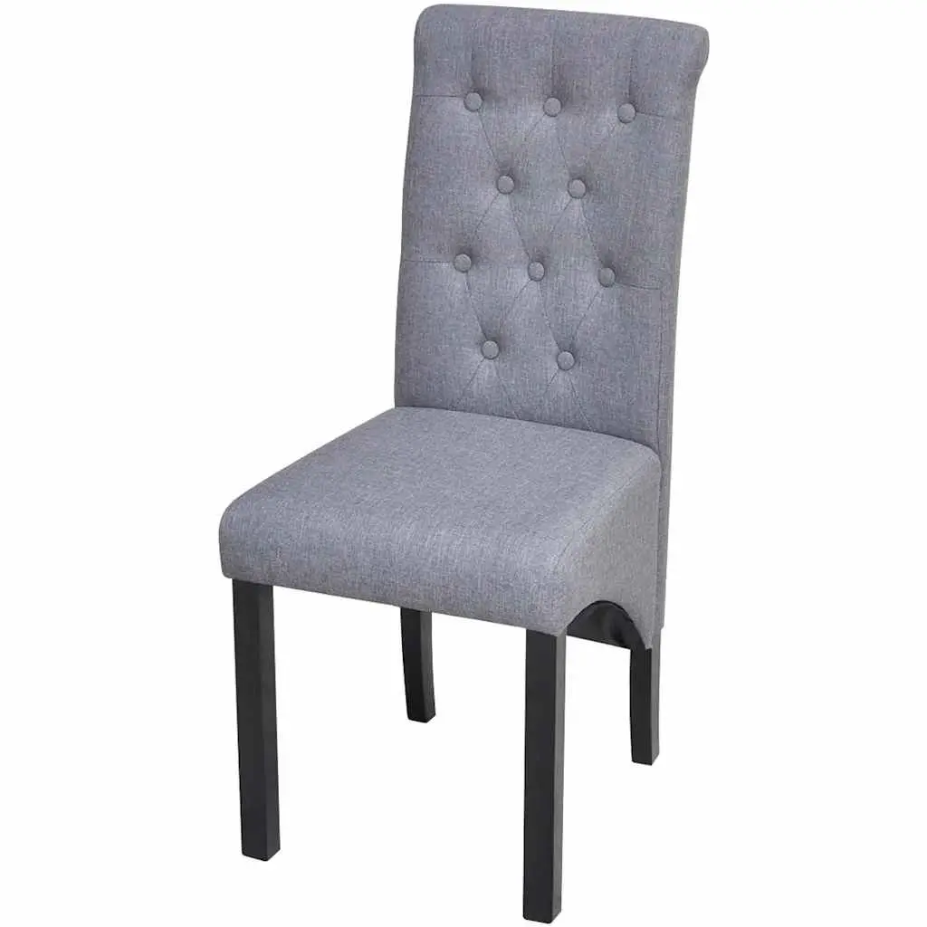 Dining Chairs Set of 4 Light Grey Upholstered Kitchen Seating with Wooden Legs