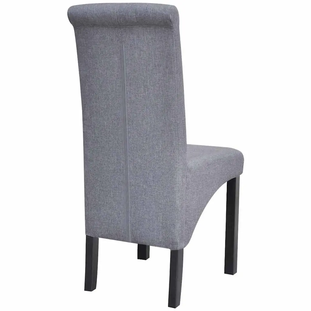 Dining Chairs Set of 4 Light Grey Upholstered Kitchen Seating with Wooden Legs