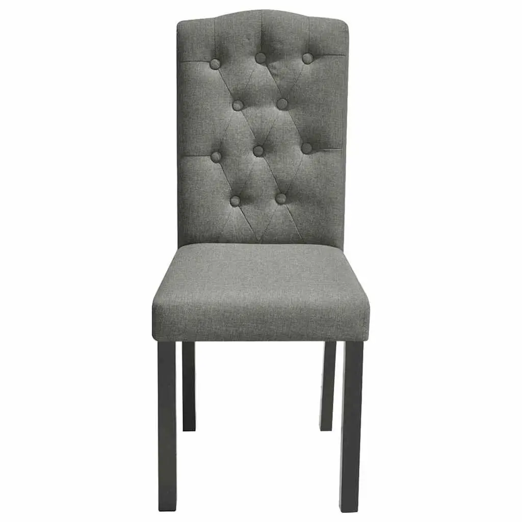Dining Chairs Grey Fabric Set of 6 Wooden Legs