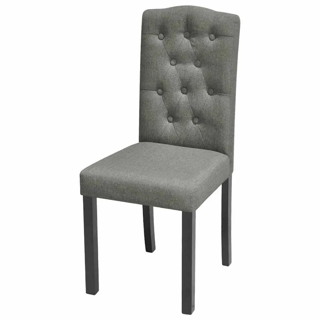 Dining Chairs Grey Fabric Set of 6 Wooden Legs