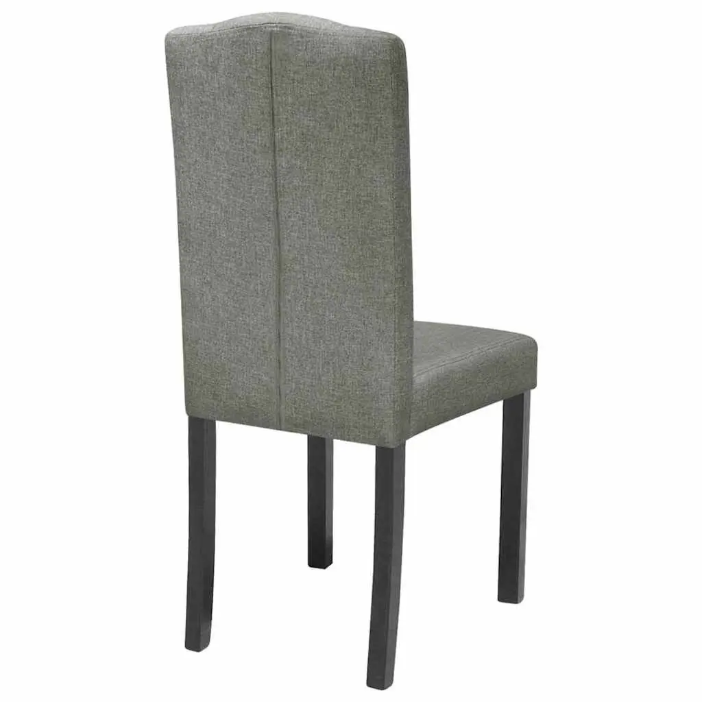 Dining Chairs Grey Fabric Set of 6 Wooden Legs