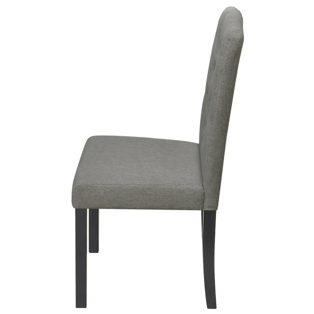 Dining Chairs Grey Fabric Set of 6 Wooden Legs