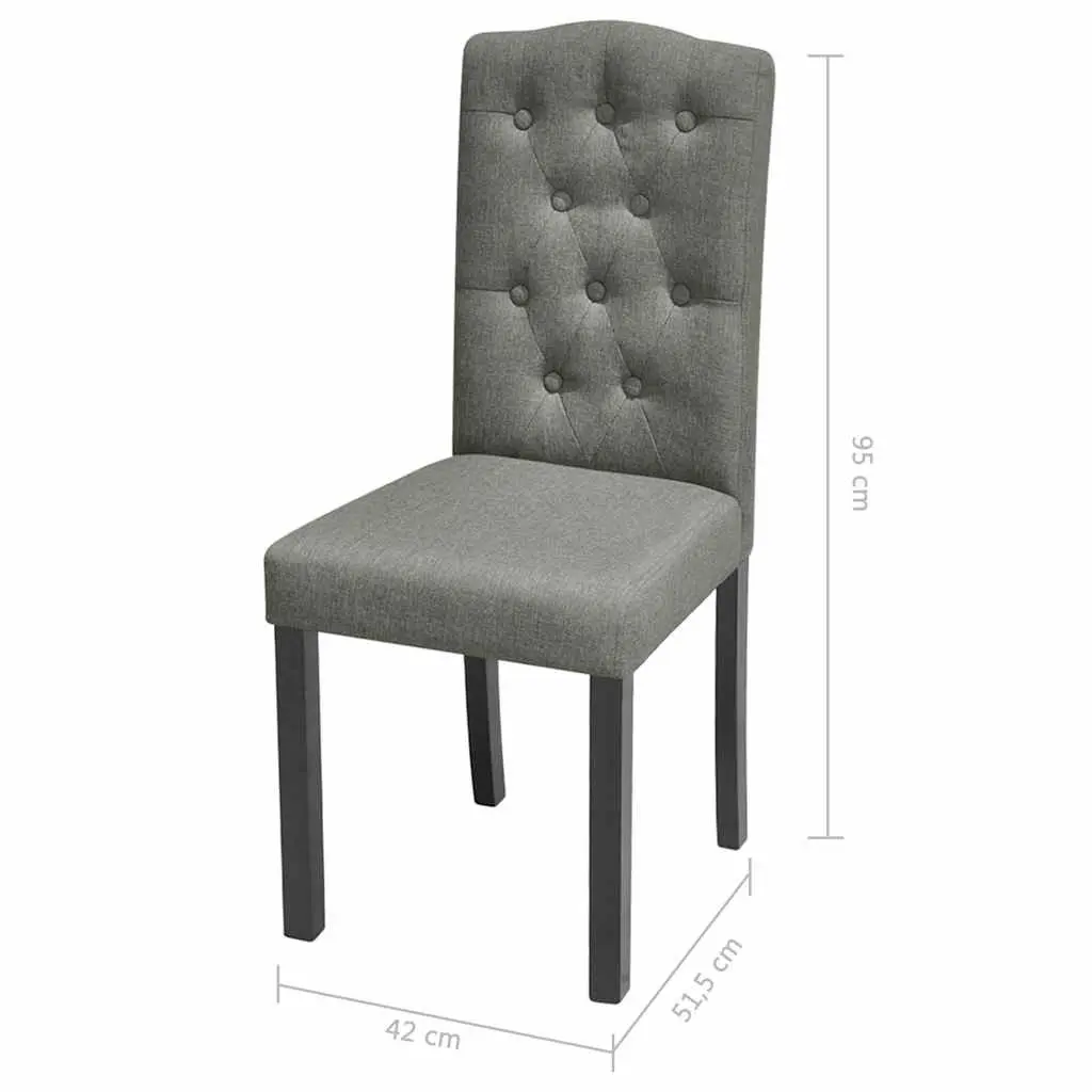 Dining Chairs Grey Fabric Set of 6 Wooden Legs