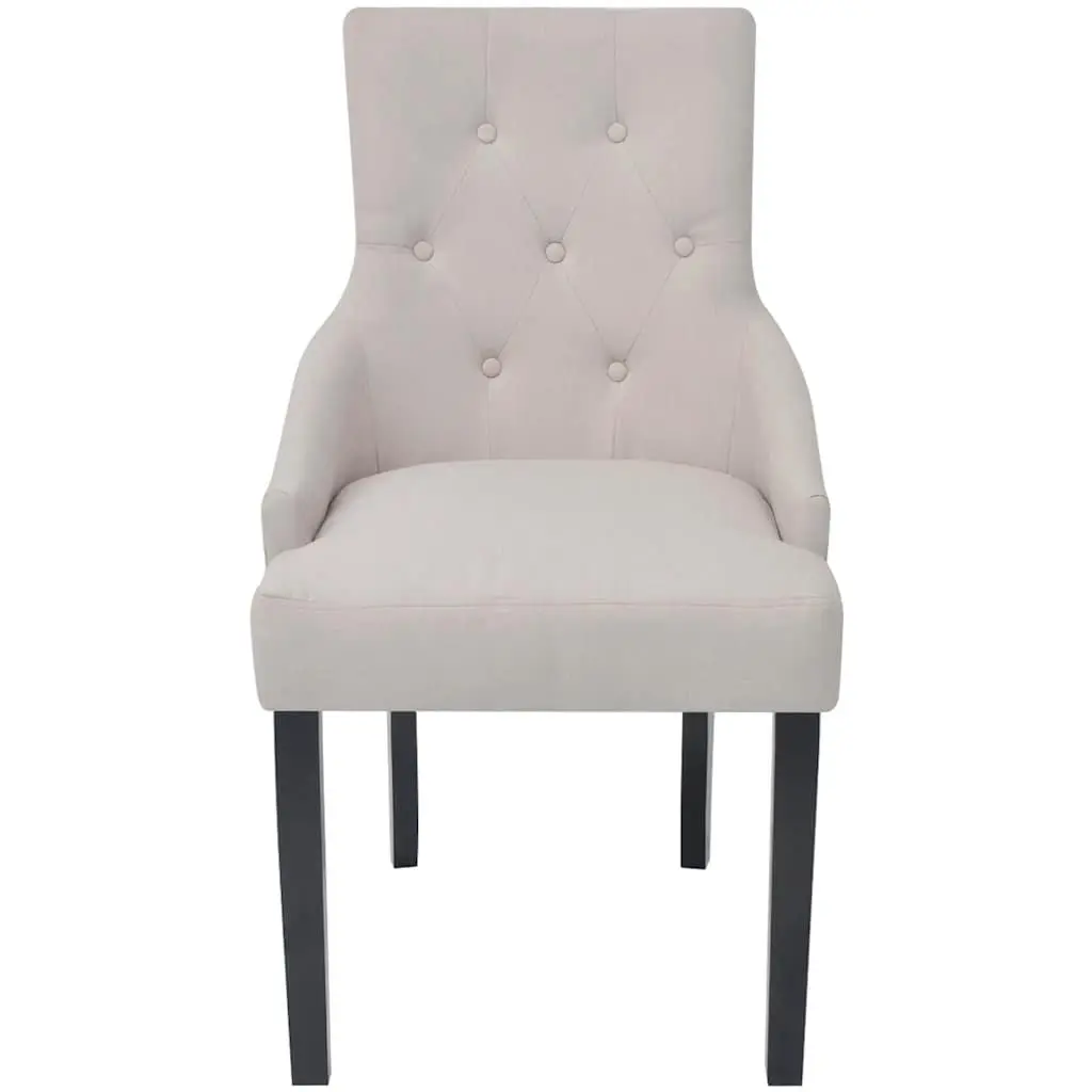 Cream Fabric Dining Chairs Set of 4 with Padded Backrest and Armrests for Kitchen and Dining Room