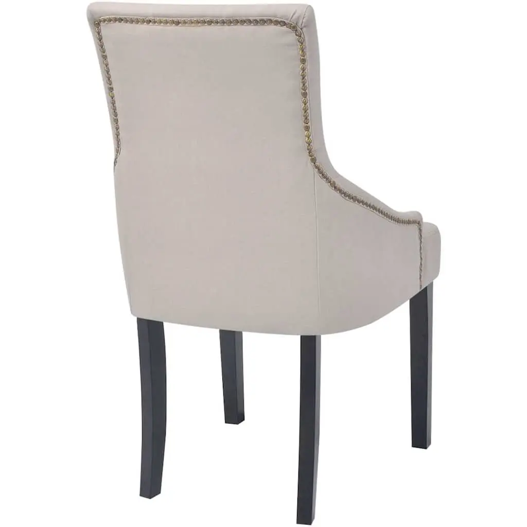 Cream Fabric Dining Chairs Set of 4 with Padded Backrest and Armrests for Kitchen and Dining Room