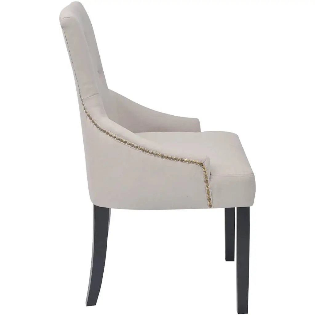 Cream Fabric Dining Chairs Set of 4 with Padded Backrest and Armrests for Kitchen and Dining Room