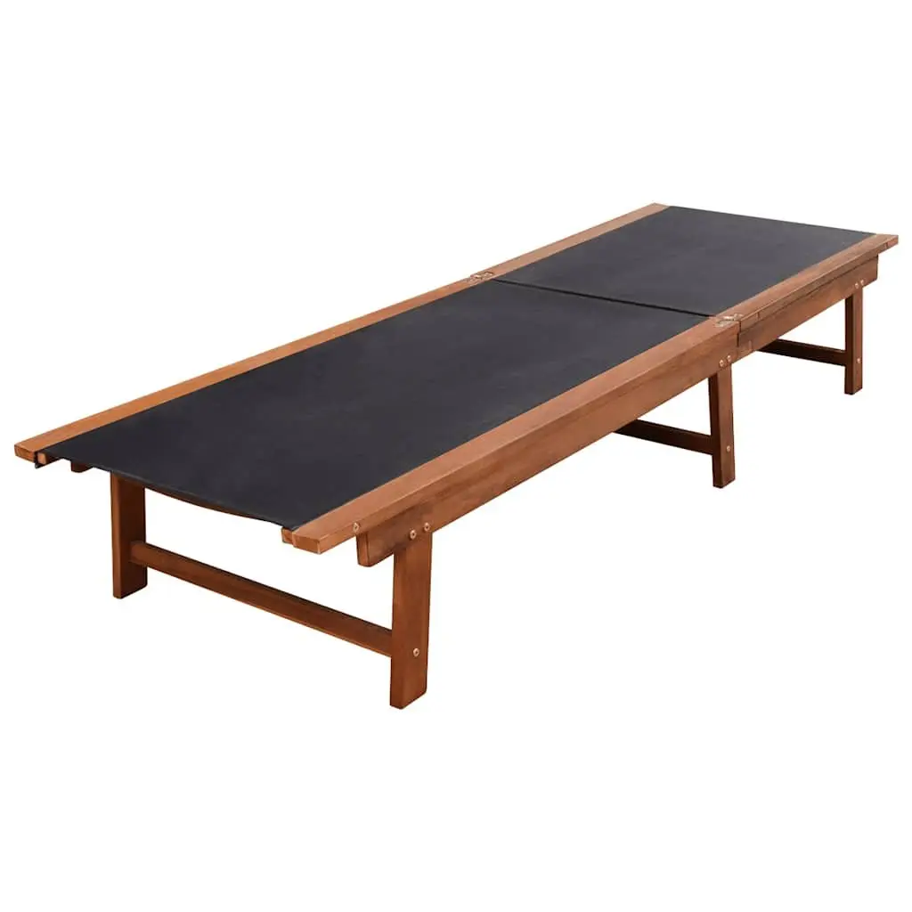 Sun Loungers Set Acacia Wood 2 Piece Brown Outdoor Garden Patio Furniture