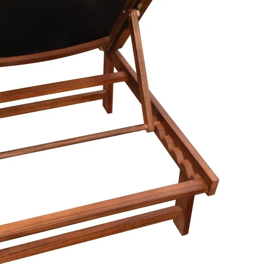 Sun Loungers Set Acacia Wood 2 Piece Brown Outdoor Garden Patio Furniture