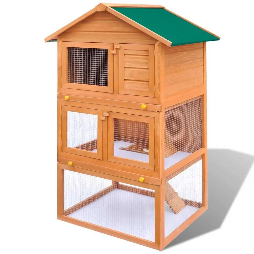 3-Tier Rabbit Hutch for Outdoor Use
