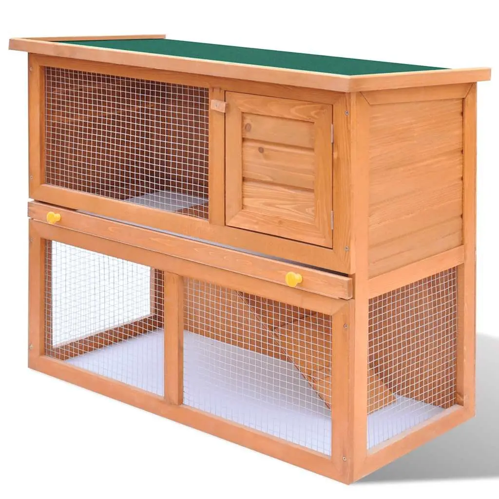 Outdoor Rabbit Hutch Small Pet Cage Wood 1 Door Brown Enclosure