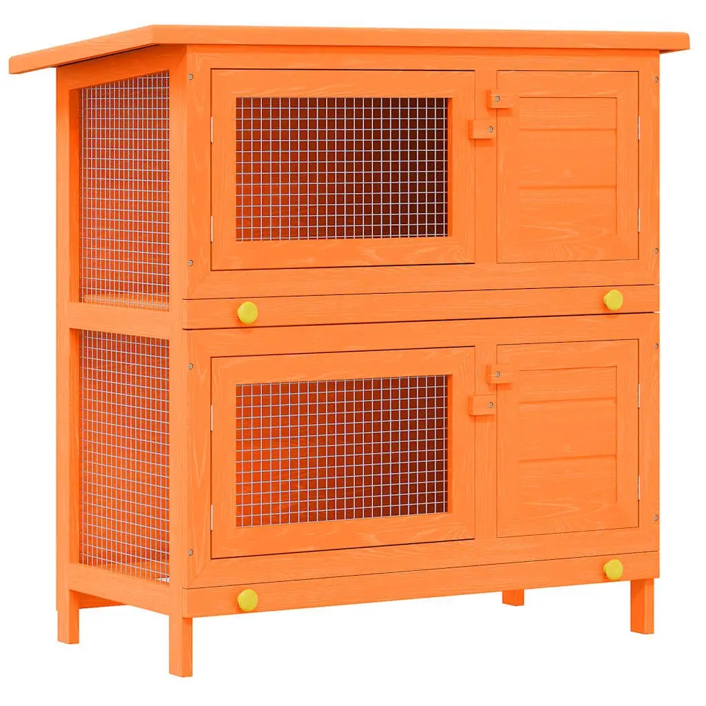 Outdoor Rabbit Hutch Wood 4 Door Red