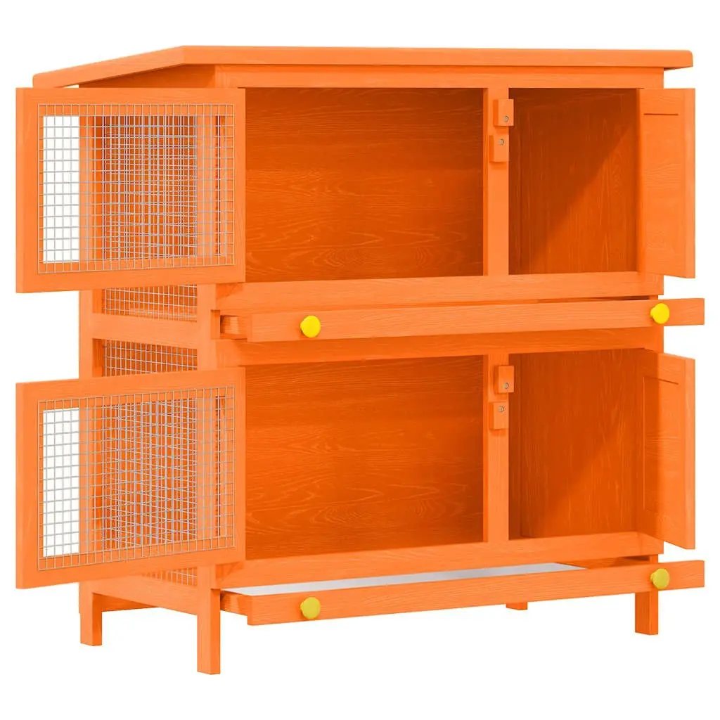 Outdoor Rabbit Hutch Wood 4 Door Red