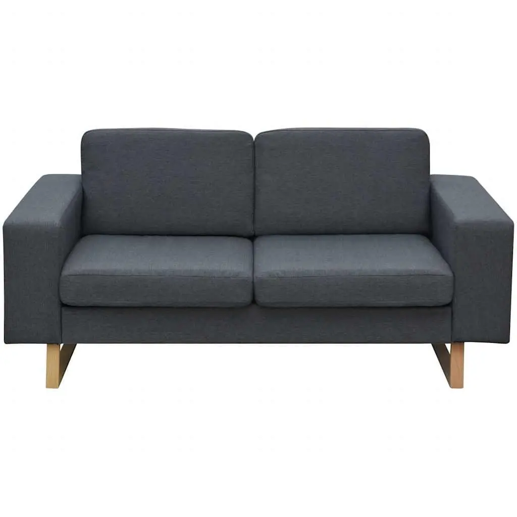 Sofa Set Fabric Grey 2-Seater and 3-Seater Wide Seating Thickly Padded Cushions Removable Machine Washable Covers