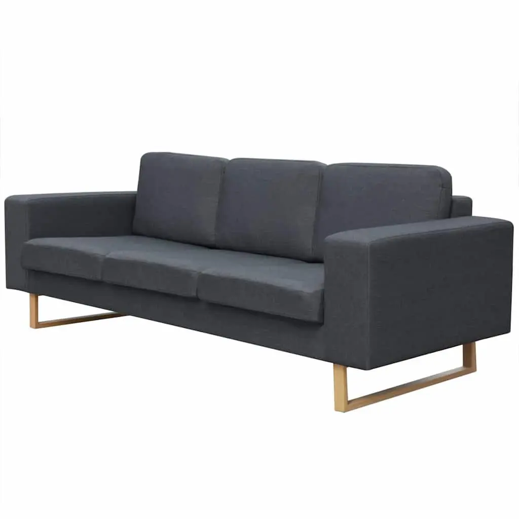 Sofa Set Fabric Grey 2-Seater and 3-Seater Wide Seating Thickly Padded Cushions Removable Machine Washable Covers