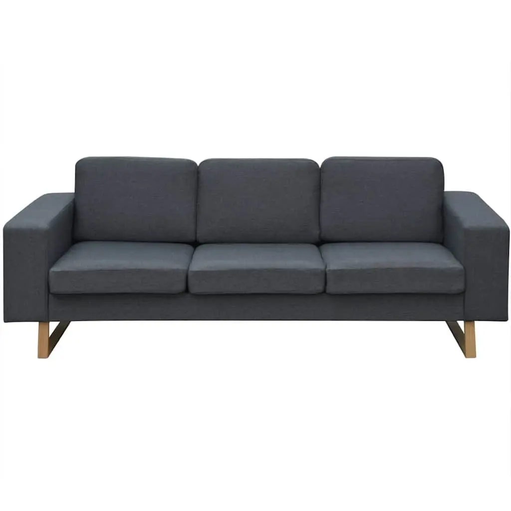 Sofa Set Fabric Grey 2-Seater and 3-Seater Wide Seating Thickly Padded Cushions Removable Machine Washable Covers