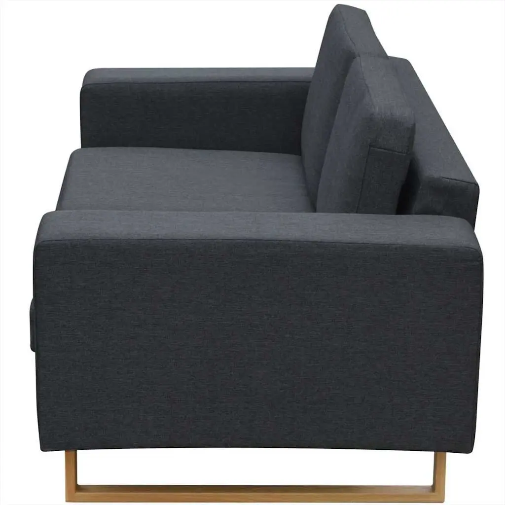 Sofa Set Fabric Grey 2-Seater and 3-Seater Wide Seating Thickly Padded Cushions Removable Machine Washable Covers