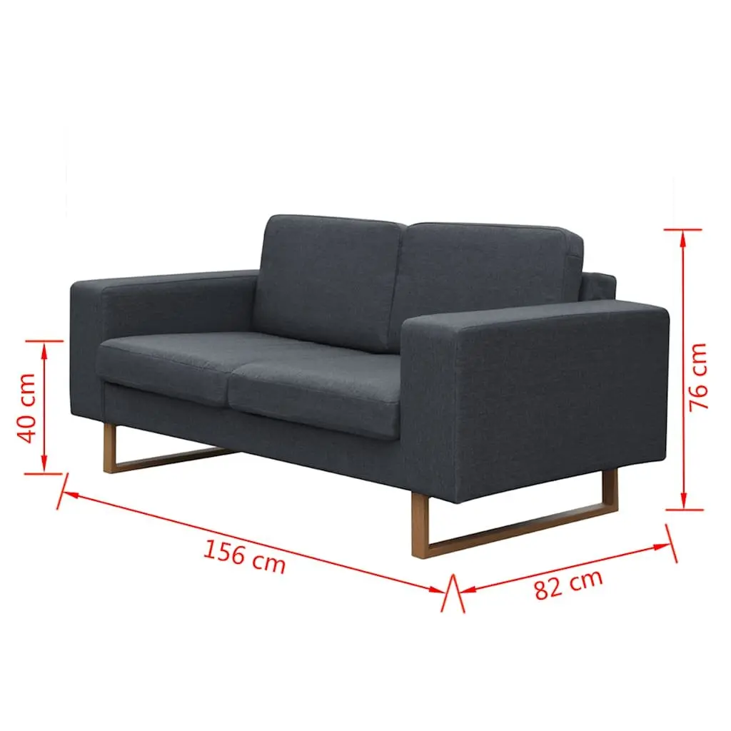 Sofa Set Fabric Grey 2-Seater and 3-Seater Wide Seating Thickly Padded Cushions Removable Machine Washable Covers