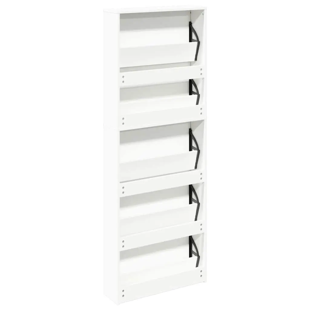 Shoe Cabinet Wall-Mounted 5-Layer White Mirrored Hallway Storage Organiser