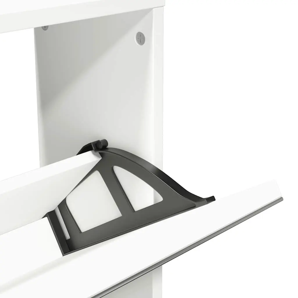 Shoe Cabinet Wall-Mounted 5-Layer White Mirrored Hallway Storage Organiser