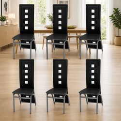 Practical Set of 6 Black Dining Chairs for Everyday Use