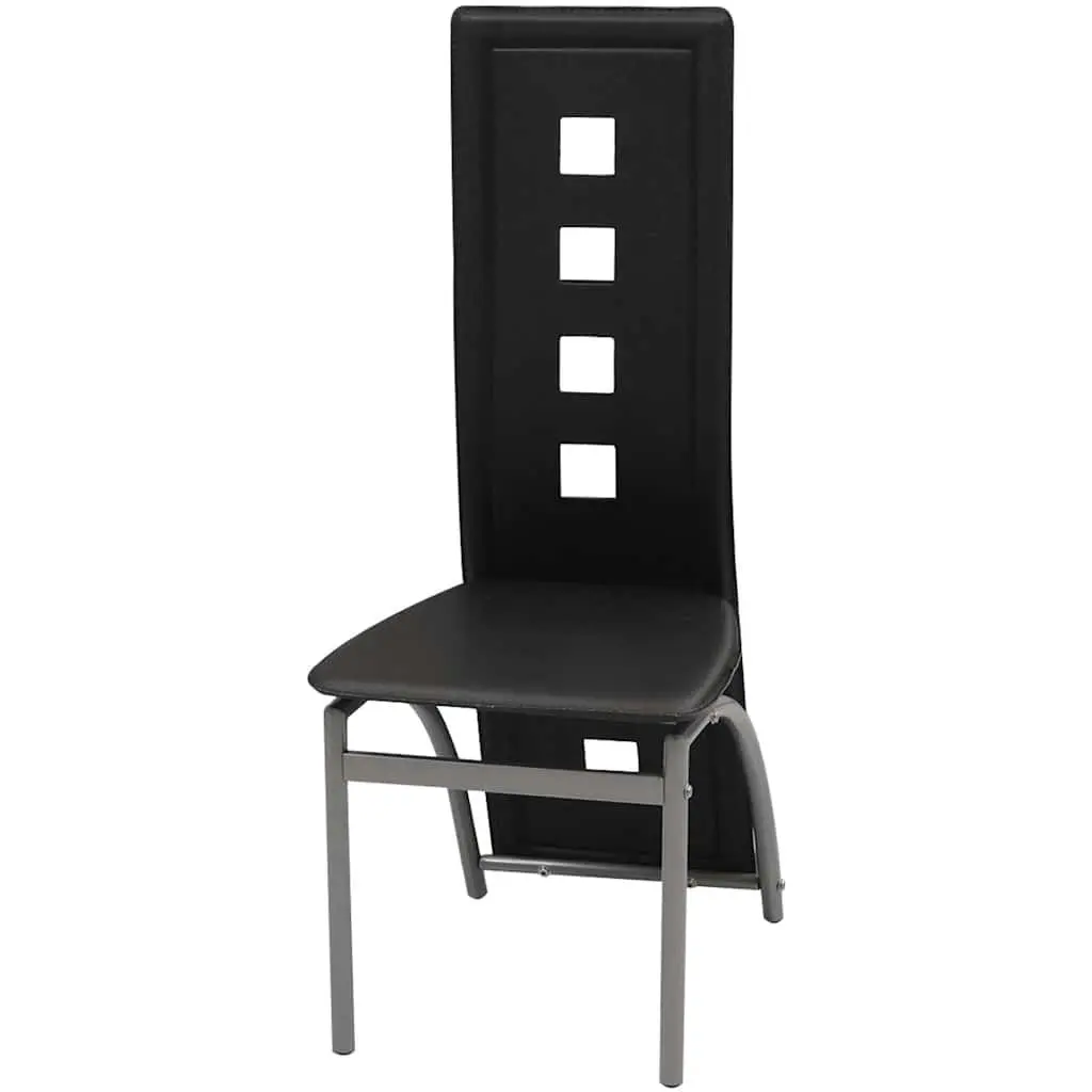 Dining Chairs Synthetic Leather High Backrest 6 Piece Set Black