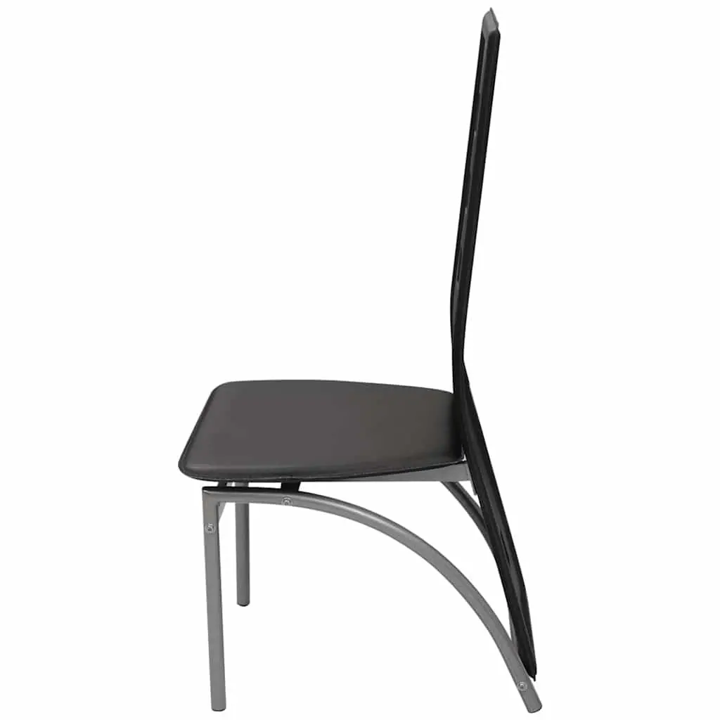 Dining Chairs Synthetic Leather High Backrest 6 Piece Set Black