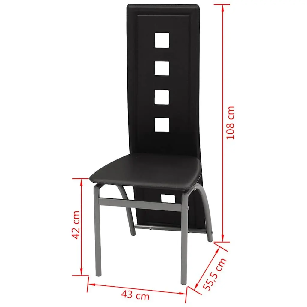 Dining Chairs Synthetic Leather High Backrest 6 Piece Set Black
