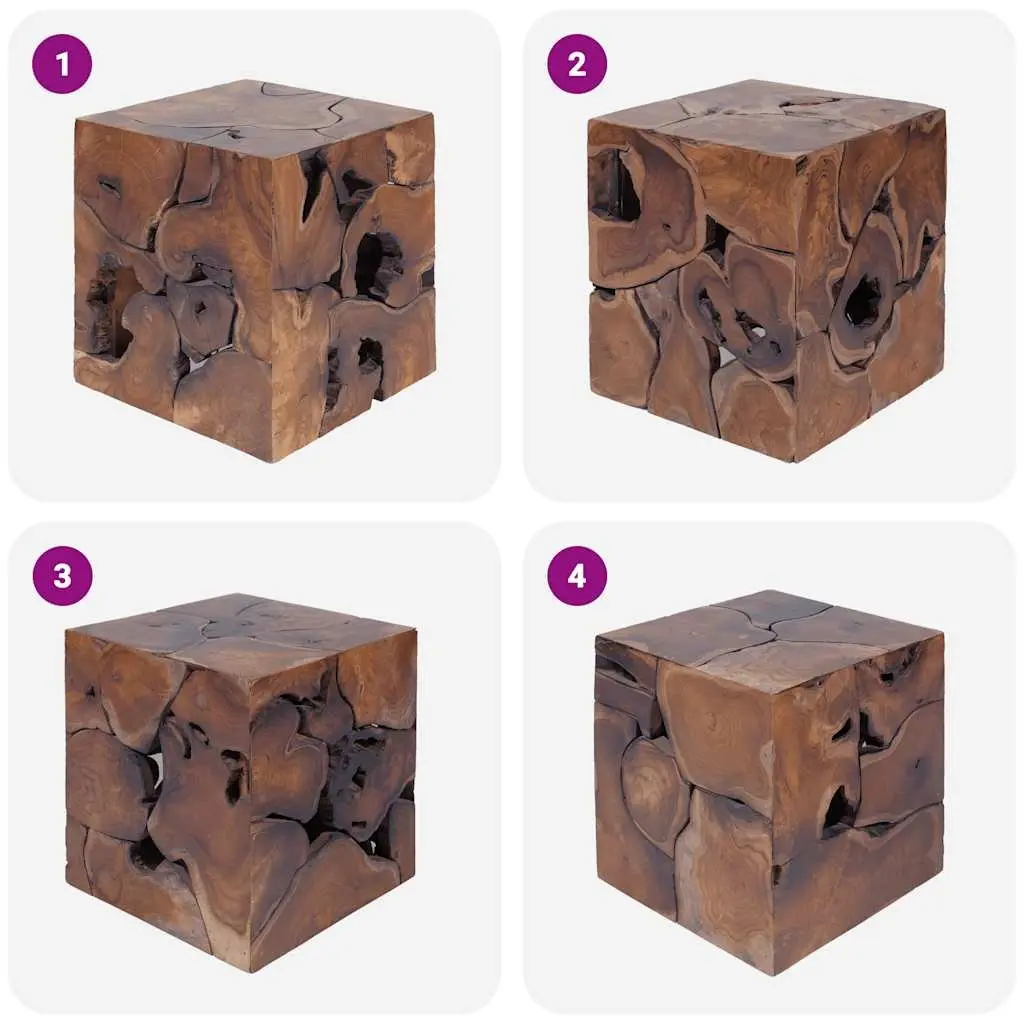 Handmade Solid Teak Wood Bar Stools Brown 40x40x45 cm Multi-Purpose Set of 2