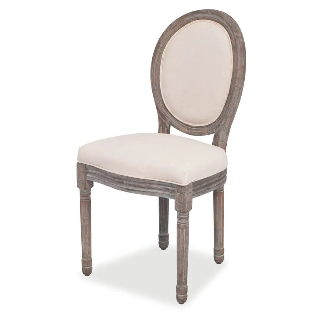 6 Cream Linen Dining Chairs for Home Use