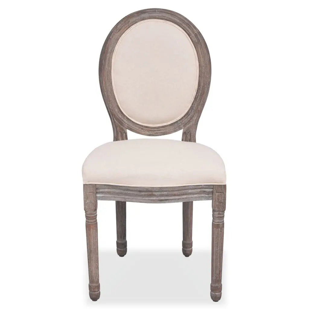 6 Cream Linen Dining Chairs for Home Use