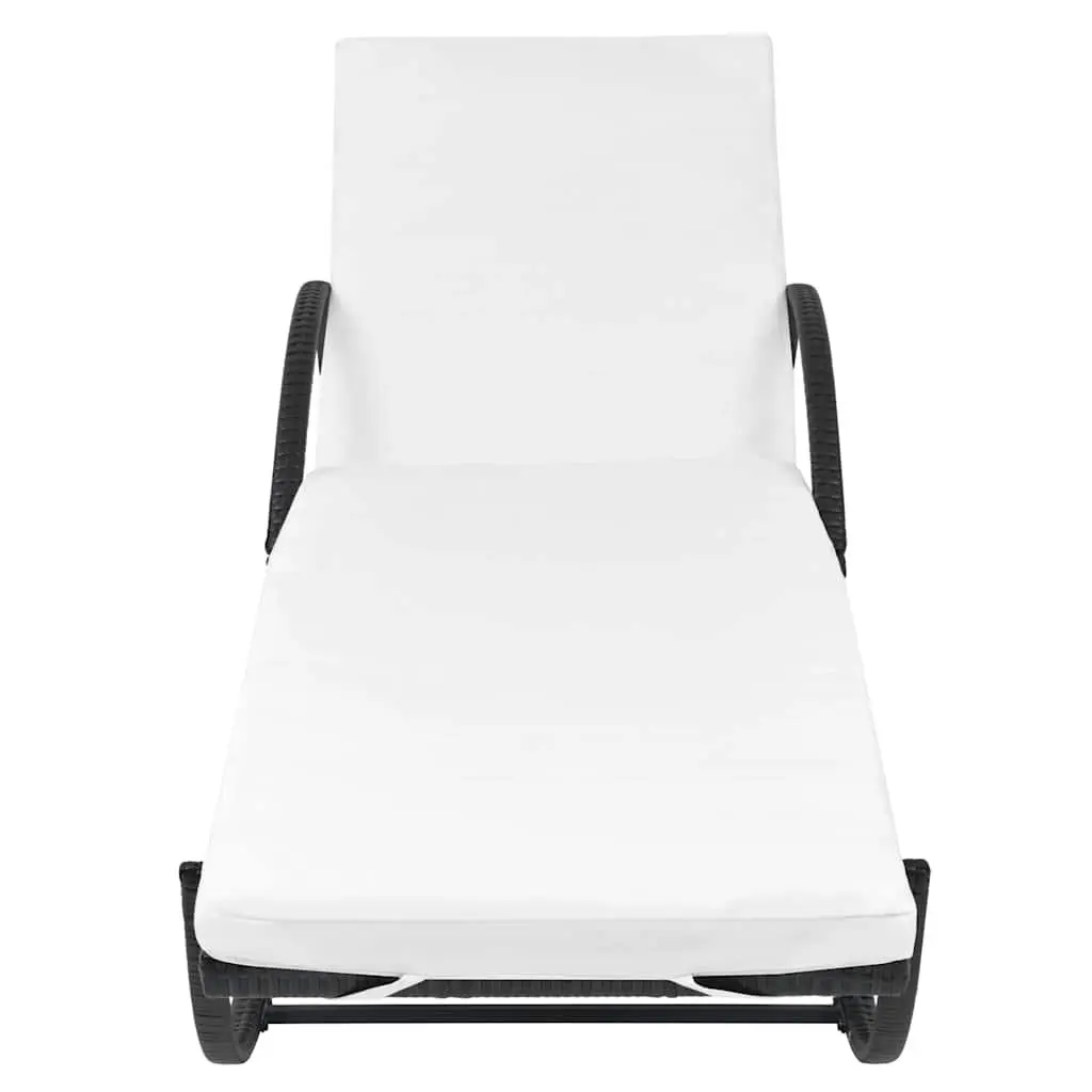 Sun Loungers Poly Rattan Black 2 Piece Outdoor Garden Beach Set