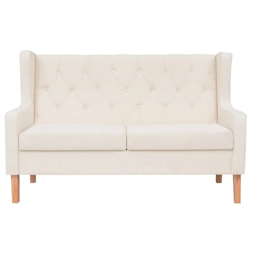 2-Piece Fabric Sofa Set Polyester White Armchair Two-Seater