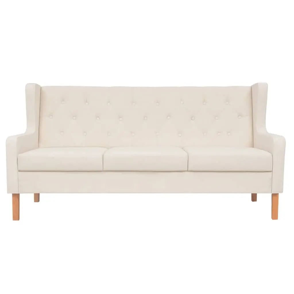 2-Piece Fabric Sofa Set with Armchair 3-Seater Lounge Cream White Living Room