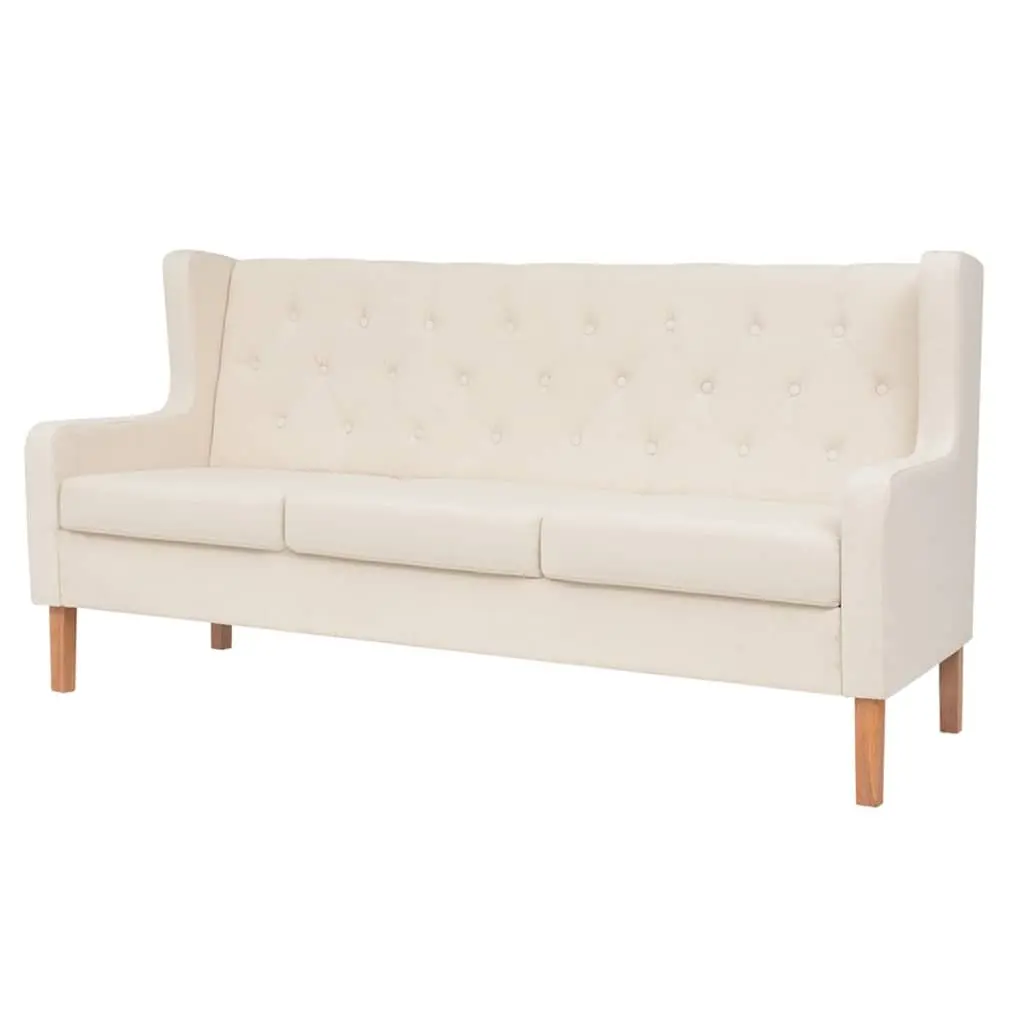 Fabric Sofa Set 2 Pieces White Upholstered Living Room Couch 2-Seater 3-Seater
