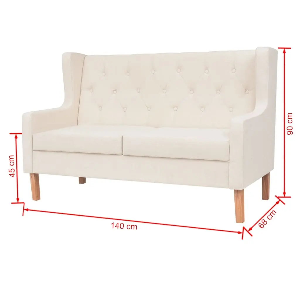 Fabric Sofa Set 2 Pieces White Upholstered Living Room Couch 2-Seater 3-Seater