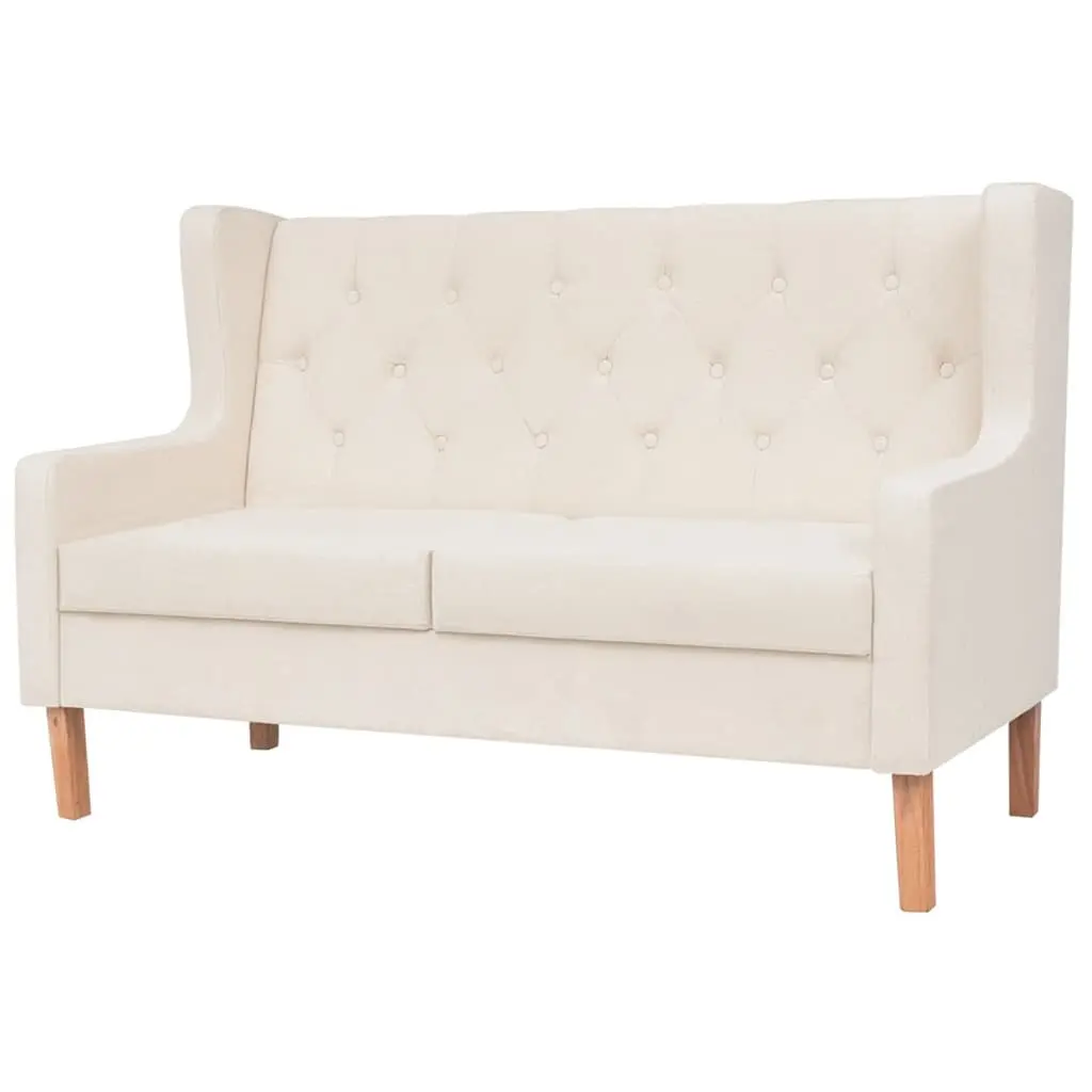 Fabric Sofa Set 2 Pieces White Upholstered Living Room Couch 2-Seater 3-Seater