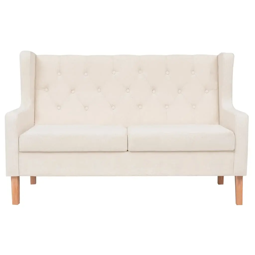 Fabric Sofa Set 2 Pieces White Upholstered Living Room Couch 2-Seater 3-Seater