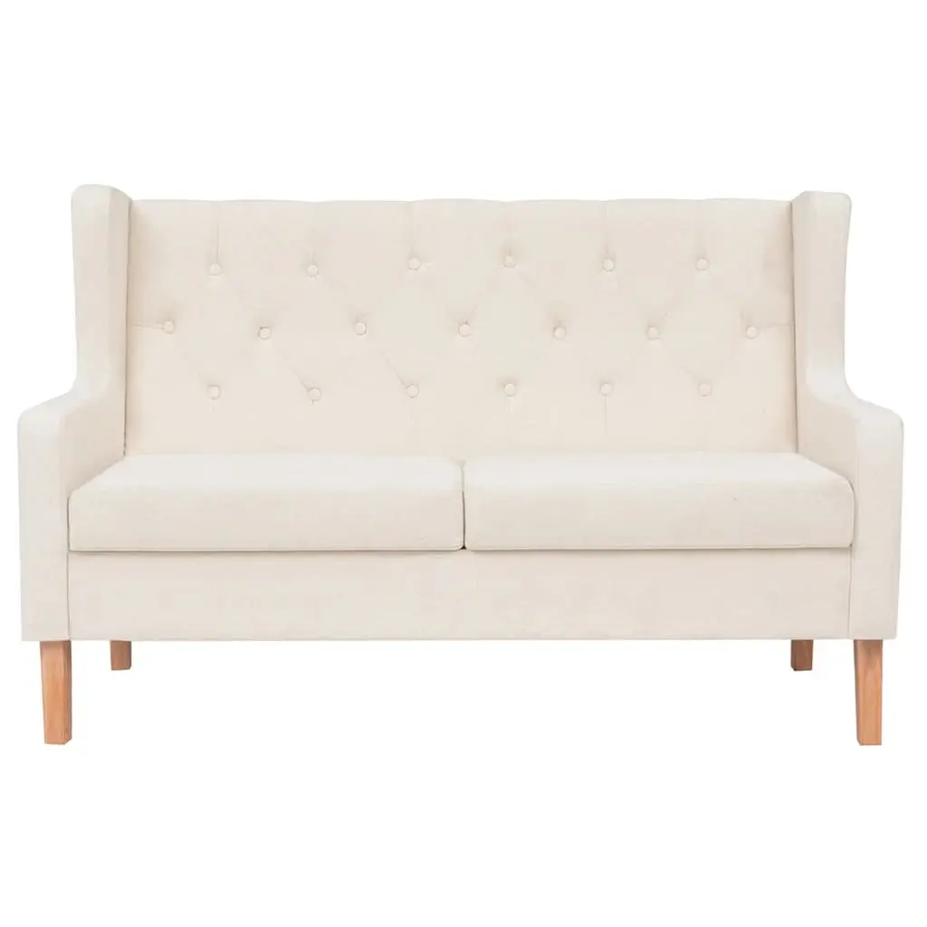 Fabric Sofa Set 2 Pieces White Upholstered Living Room Couch 2-Seater 3-Seater