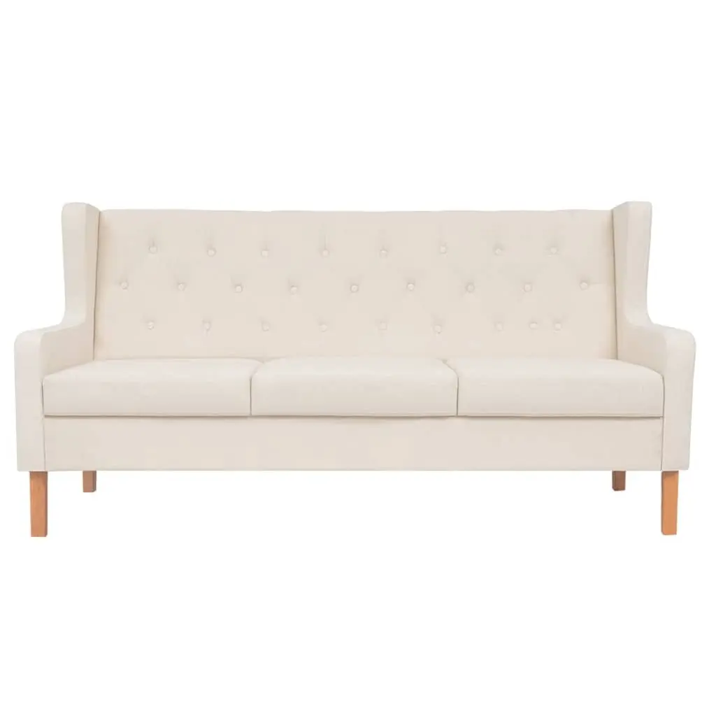 Fabric Sofa Set 3 Piece White Upholstered Foam Padded Armchair 2 Seater 3 Seater Solid Wood Frame