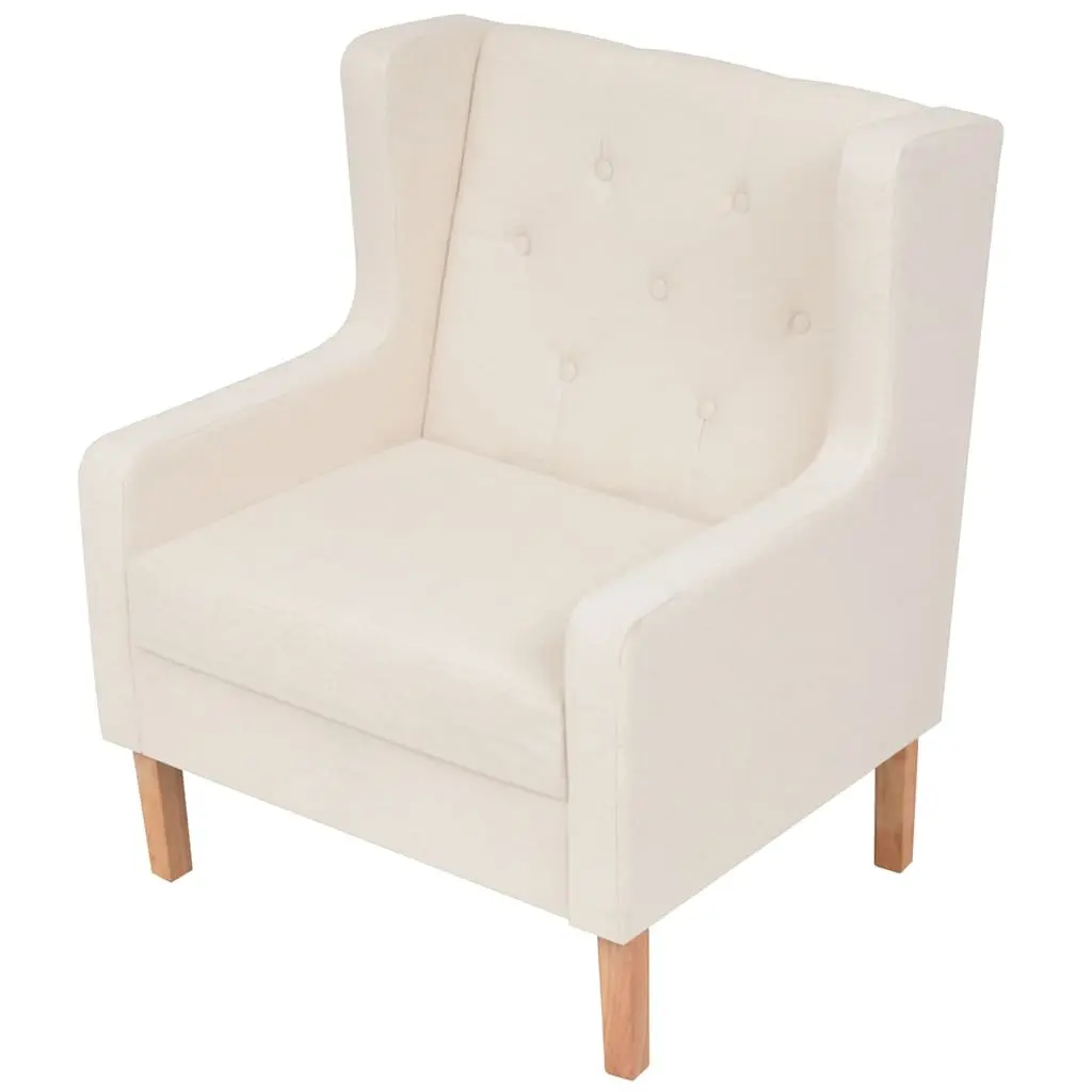 Fabric Sofa Set 3 Piece White Upholstered Foam Padded Armchair 2 Seater 3 Seater Solid Wood Frame