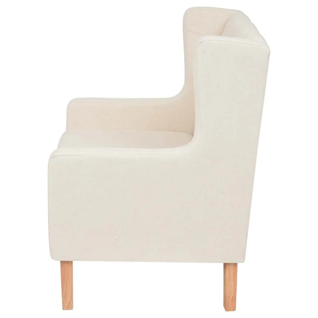 Fabric Sofa Set 3 Piece White Upholstered Foam Padded Armchair 2 Seater 3 Seater Solid Wood Frame