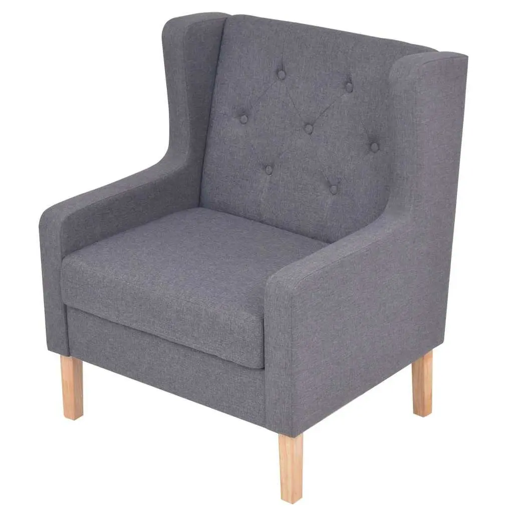 2-Piece Sofa Set Grey Fabric Armchair 2-Seater Lounge Suite Living Room