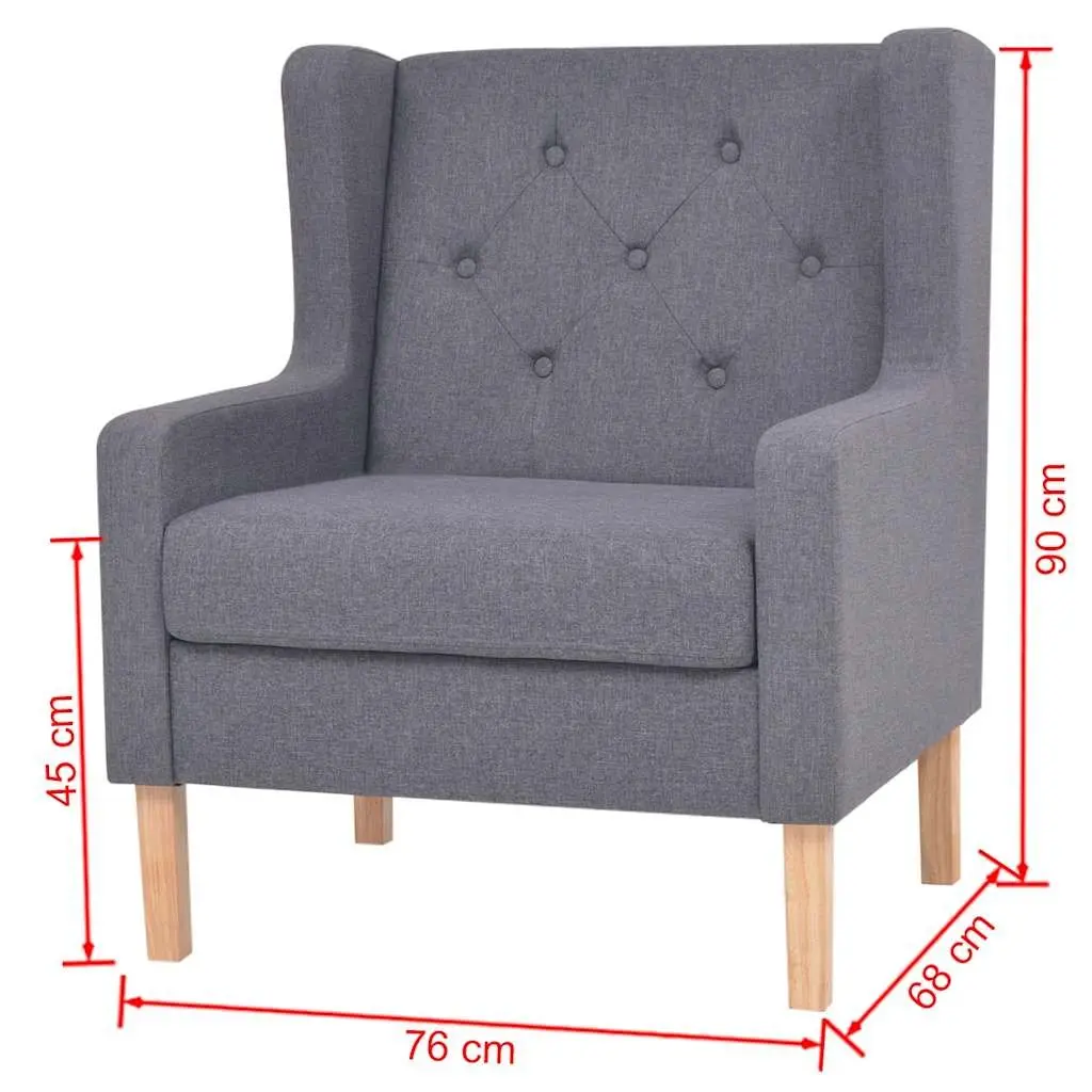 Sofa Set Wooden Frame Polyester Fabric 2 Pieces Grey Armchair 3-Seater