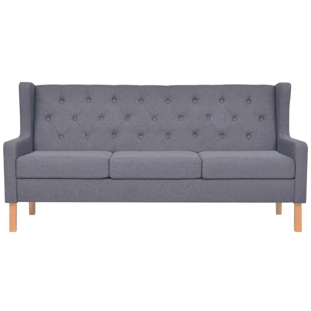 Sofa Set Wooden Frame Polyester Fabric 2 Pieces Grey Armchair 3-Seater