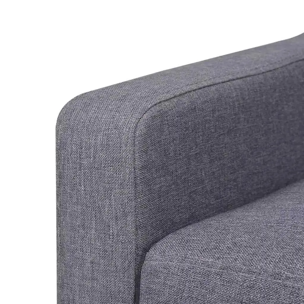 Sofa Set Wooden Frame Polyester Fabric 2 Pieces Grey Armchair 3-Seater