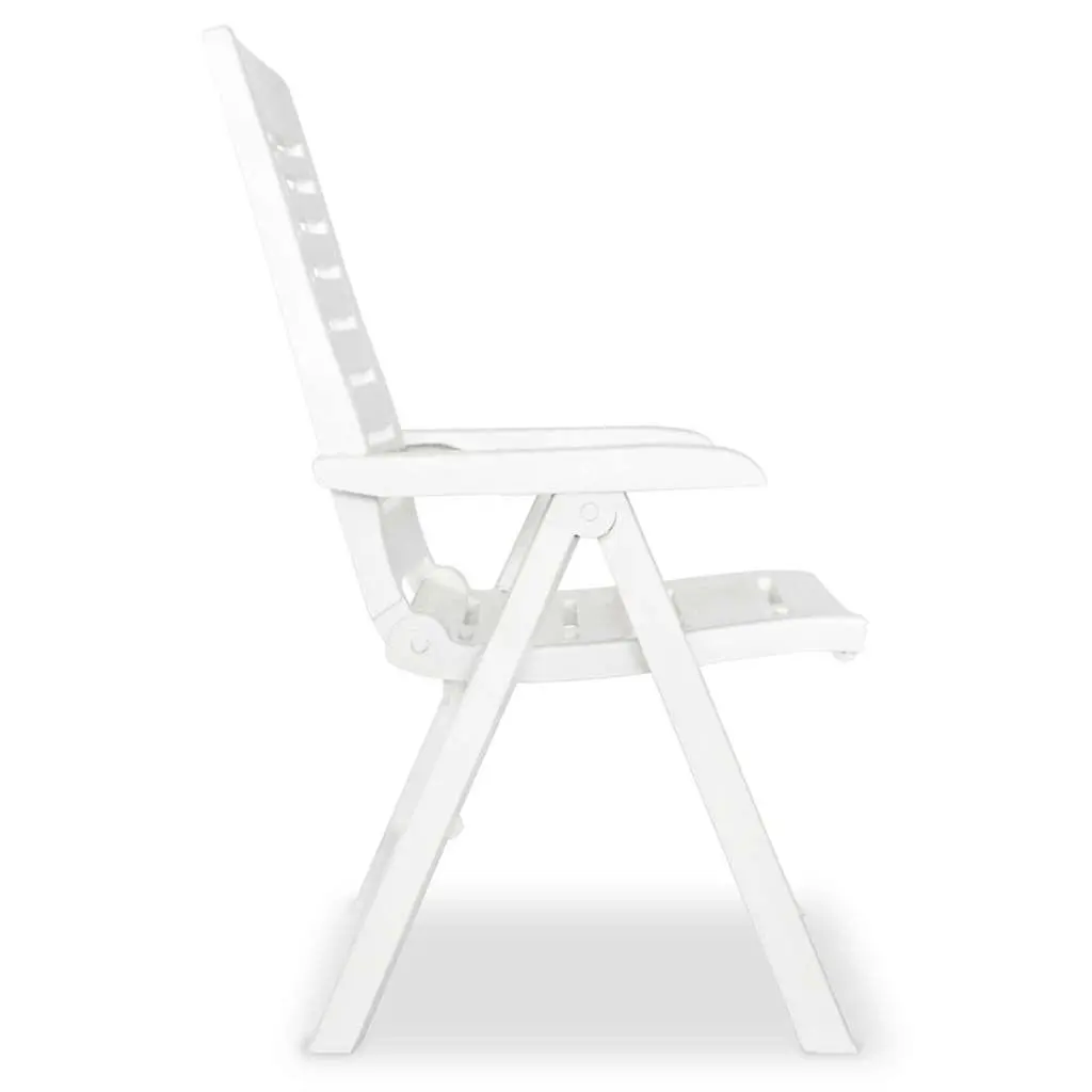 Outdoor Dining Set 5 Piece White Plastic Table Chairs Folding Reclining Garden